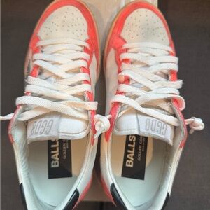 Size 36 Golden Goose women ballstar sneakers w/silver star & lobster pink suede